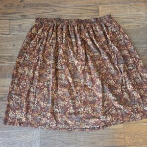 Women's Floral Midi Skirt in Rust